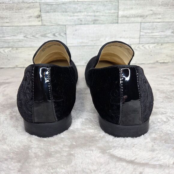 Bacco Bucci Black Velvet Slip On Dress Shoes Men's 10 Tuxedo Smoking Slippers - Picture 4 of 7